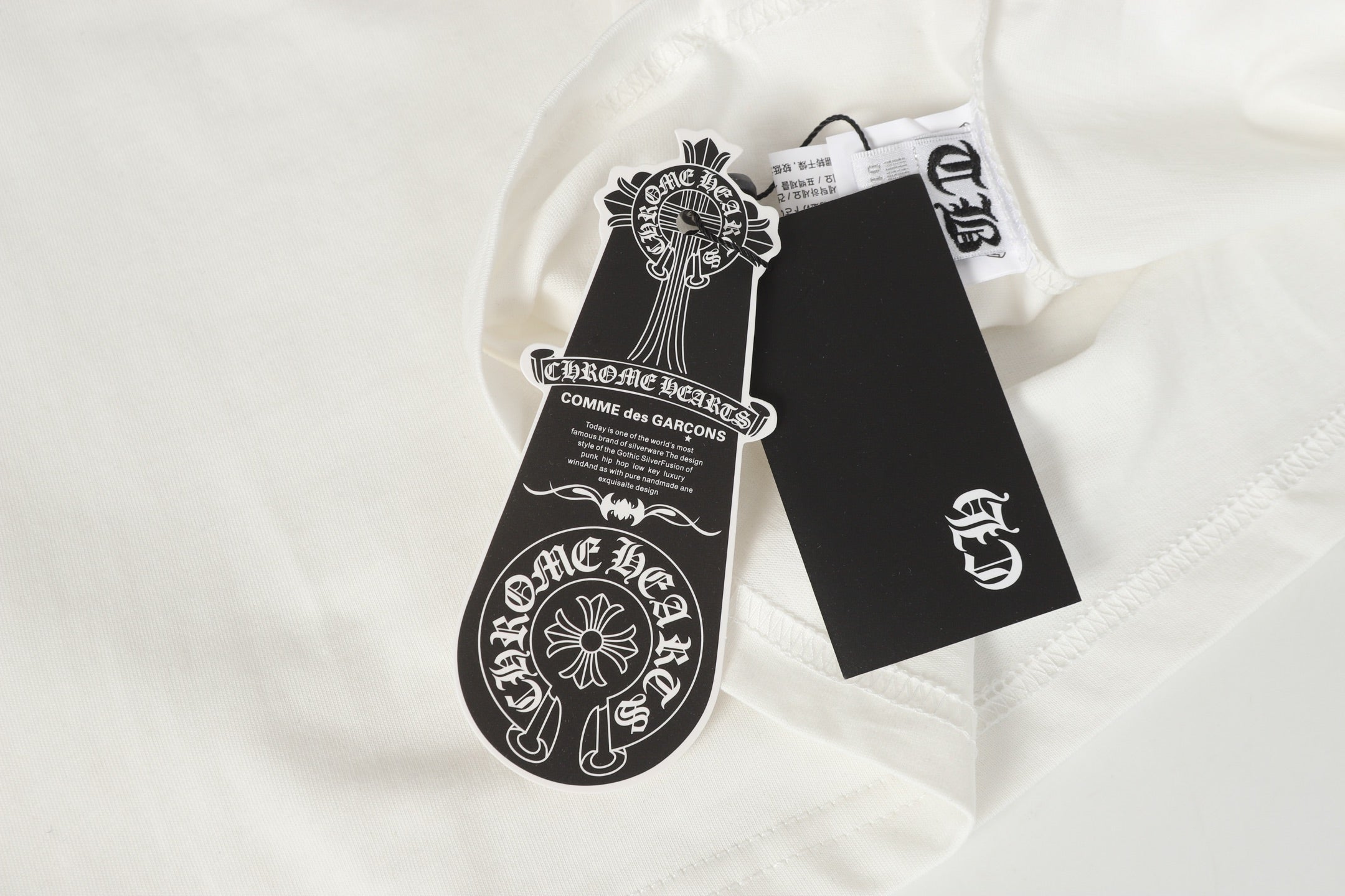 Chrome-Hearts Logo Flag Long Sleeve Tee - Black White Gothic Street T-Shirt K2126