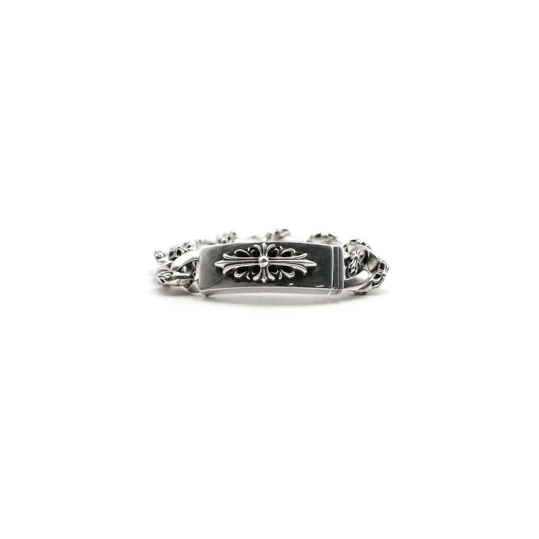 Chrome-Hearts Silver Cross Link Cuban Bracelet